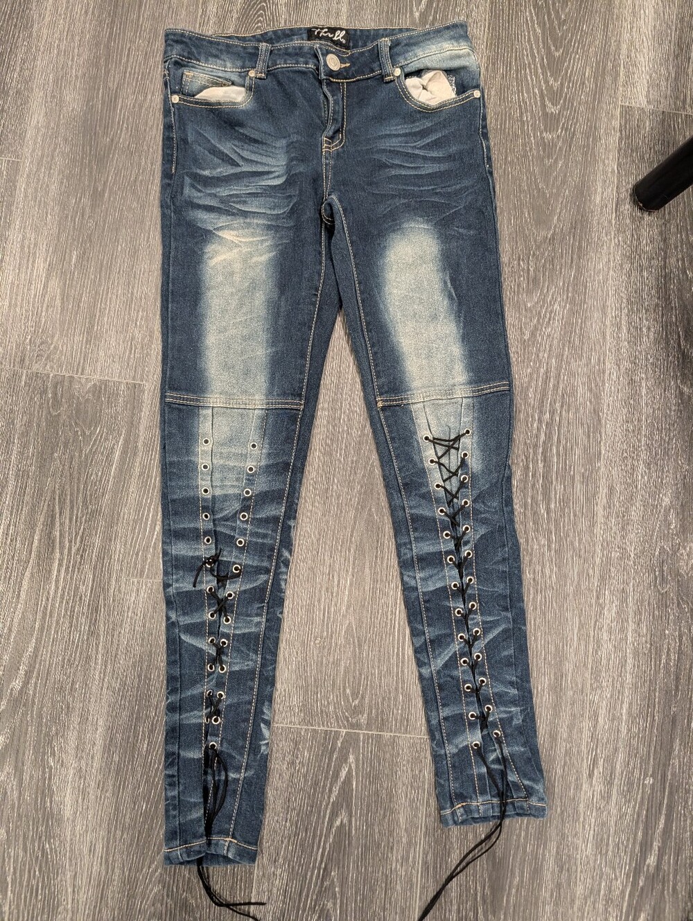 Dark Wash Lace-Up Women’s Jeans